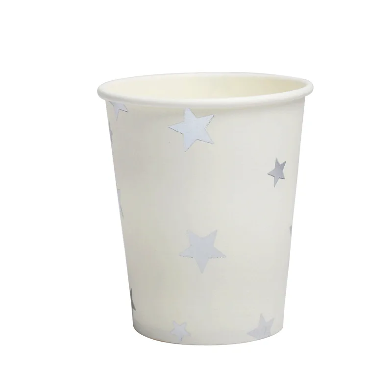 Золото серебро звезда серии одноразовые посуда бумажные тарелки бокал с соломинкой День Рождения украшения дети взрослые Свадебные партии