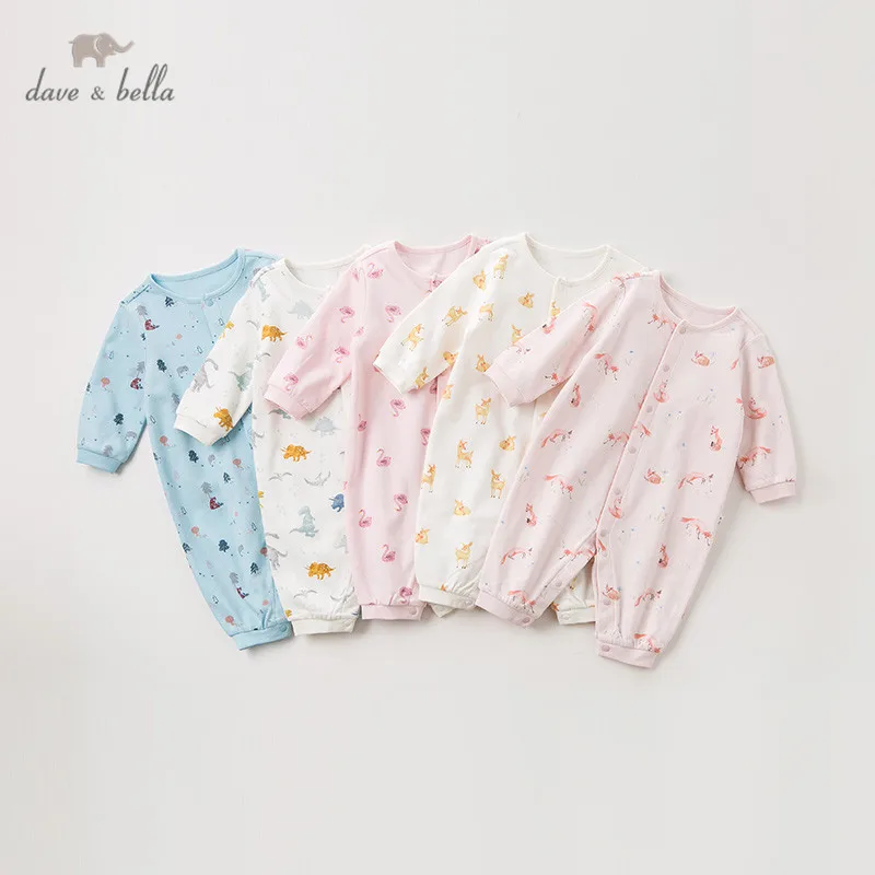 

DB9615 dave bella autumn unisex baby long sleeve romper infant toddler jumpsuit children boutique new born print romper 1 piece