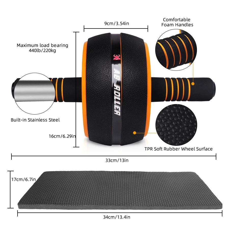 Description Picture 3 of itemAb Roller Workout Fitness Exercise Abdominal Wheel Roller Elastic Strength For Arm Waist Leg Training Roll Out Muscle Equipment