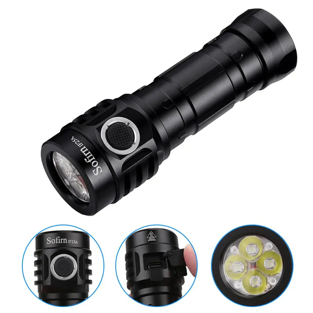 TRENDING! Sofirn IF25A BLF Anduril Powerful USB C Rechargeable LED flashlight 21700 Lamp 4000lm 4*SST20 Torch with TIR Optics