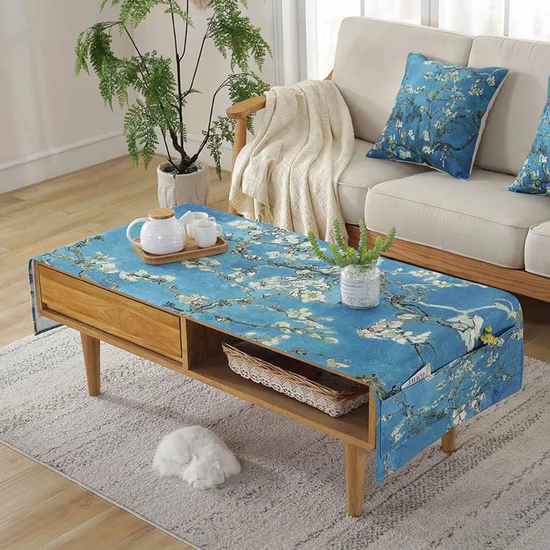 Tea table cloth cartoon printed cotton and linen cover cloth for tea table small table dust protected cover - Цвет: 13