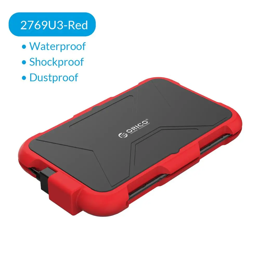 ORICO 2.5 inch HDD Enclosure Outdoor Waterproof Shockproof Dustproof Hard Disk Box SATA3.0 to USB HDD Case with Portable Hook 