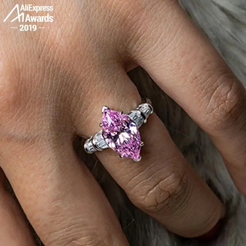 Кольцо Marquise Cut 8*14 мм из стерлингового серебра S925 пробы SONA Halo изящное кольцо Цитрин