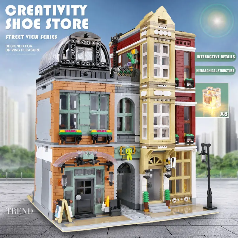

16001 Streetview Building Toys The 10005 Shoes Store Model Assembly Led Kits Building Blocks Bricks Kids Christmas Toys Gift