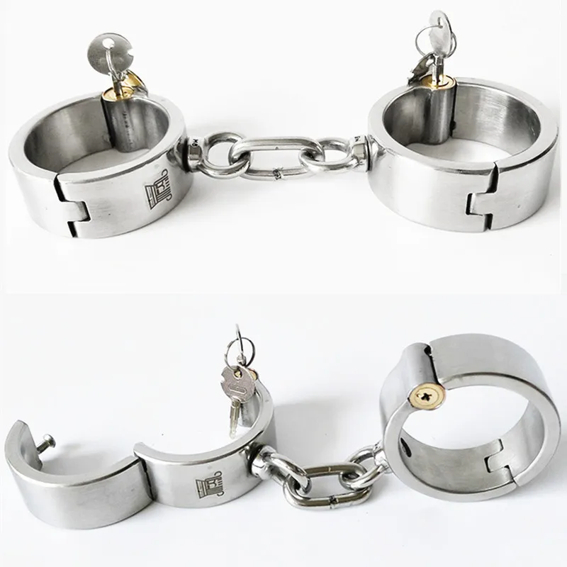  SM Sex Game Hot Metal Handcuffs Bondage Invisible Round Lock Stainless Steel Hand Cuffs Adult Game 