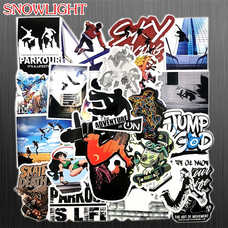 50Pcs Street Dance Parkour Sports Graffiti Sticker Scrapbooking For Skateboard Guitar Luggage Motorcycle Bookbags Bicycles