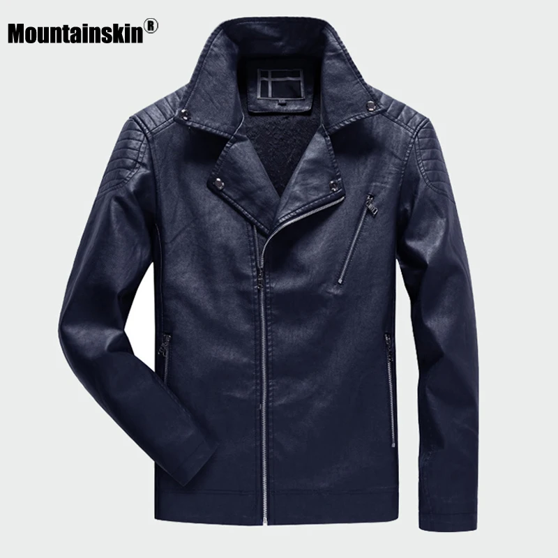 Mountainskin новая кожаная мужская куртка s Зимняя Мужская модная мотоциклетная куртка из искусственной кожи ветрозащитная Мужская брендовая одежда 6XL SA805