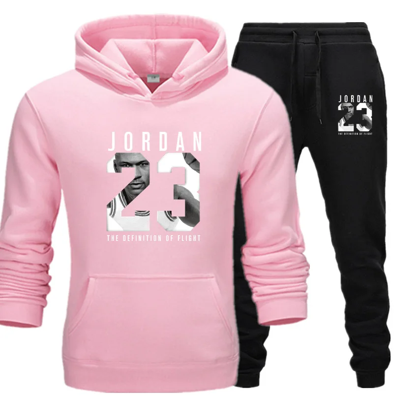 pink black Новинка, мужские толстовки, костюм Jordan 23, спортивный костюм, толстовка, костюм, флисовая толстовка+ спортивные штаны, для бега, Homme, пуловер, 3XL, спортивный мужской костюм - Цвет: pink black