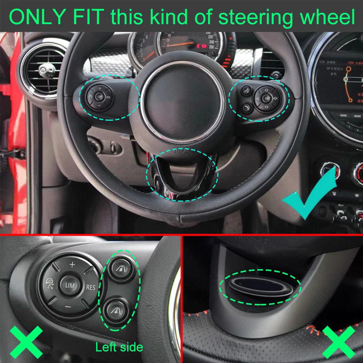 

For BMW MINI Cooper F54,F55, F56,F57 Chrome Steering Wheel Panel Cover Trim Kit