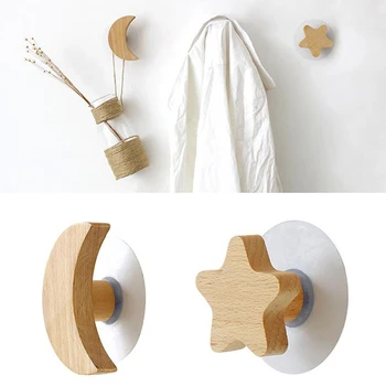 

Wall Mounted Hooks Nordic Natural Wood Clothes Hanger Home Decorative Key Holders Hat Scarf Handbag Storage Hanger Bathroom Rack