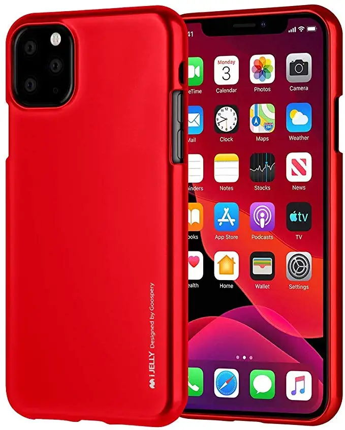 Mercury Goospery i-Jelly ТПУ чехол На Бампер Тонкий металлический чехол для iPhone 11 Pro Max X Xs Max XR iPhone 6 6S 7 8 Plus - Цвет: Red