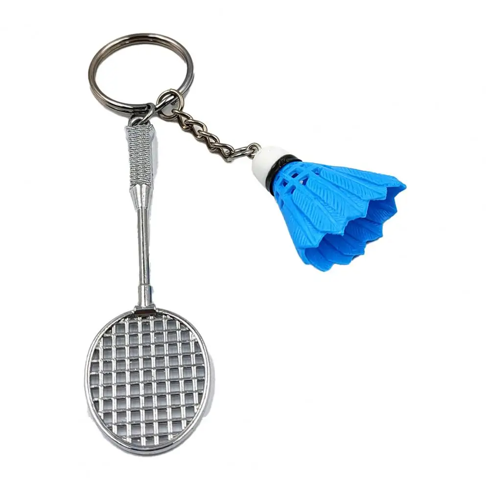 2Pcs Key Rings Badminton Pendant Decorations Alloy badminton racket Three-dimensional Keychain Shuttlecock Souvenir Prizes