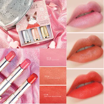 

3pcs/set Cute Cat Shaped Matte Lipstick Long Lasting Lipsticks Nude Makeup Lip Cosmetics Velvet Red Waterproof Lipstick