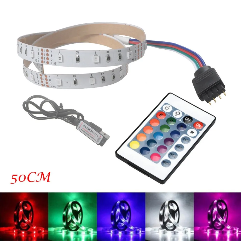 USB SMD2835 LED Strip RGB LED Strip Light 50100200CM LED Tape With 24 Key Remote Controller Lamp Backlight Striscia 30SEP11 (1)