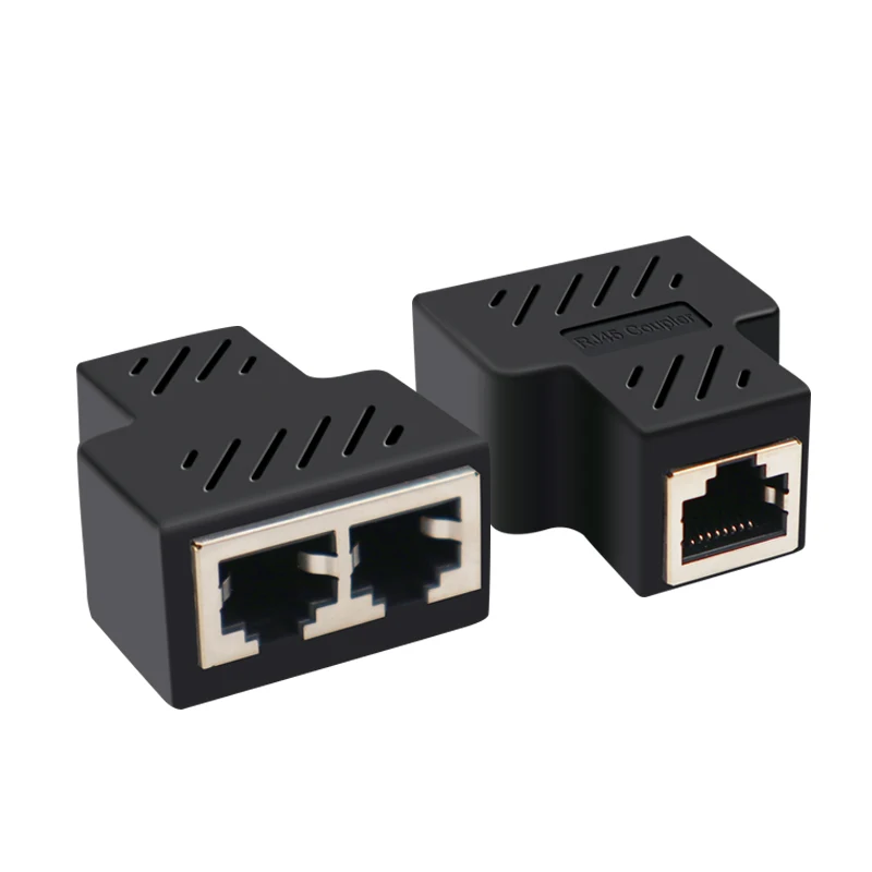 Разветвитель сетевого кабеля переходник с 1 на 2 разъемами LAN RJ45 бескислородный