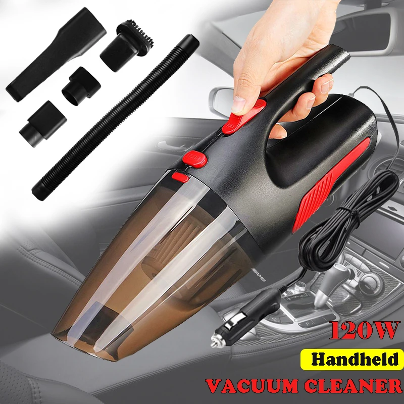 

Portable Car Vacuum Cleaner 4.5m Cord Length Handheld Car Vacuum Cleaner Wet/Dry For Car Home 120W 12V 5000PA With 3 Attachment