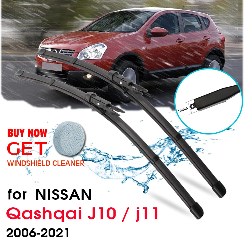 Car Wiper Blades Natural Rubber For Nissan Qashqai J10 J11 2006 2007 2008 2009 2010 2011 2012