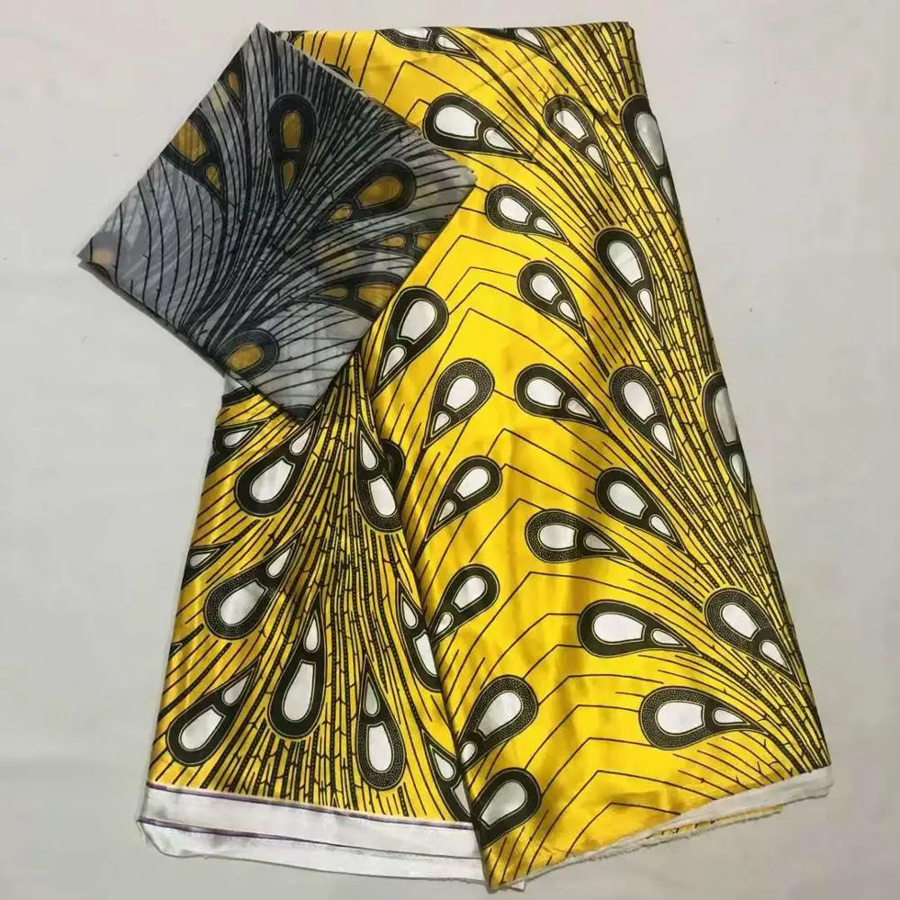 Slik африканская Гана восковая набивная ткань высокого качества атласная набивная ткань нигерийская простая Ткань 5 ярдов для ткани - Color: 4