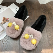 Зимние женские лоферы; обувь на плоской подошве; женские балетки; водонепроницаемые мокасины; теплые Балетки без застежки; модная повседневная женская обувь на плоской подошве с мехом;