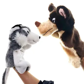 

игрушки Cute Wolf Animal Plush Soft Doll Hand Puppet Storytelling Parent-Child Toy Gift New