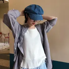 Для женщин Для мужчин Винтаж мыть синего джинсового цвета берет Кепки классические чайные кружки из 8-Панель восьмиугольная художник такси Регулируемый плоский козырек от солнца