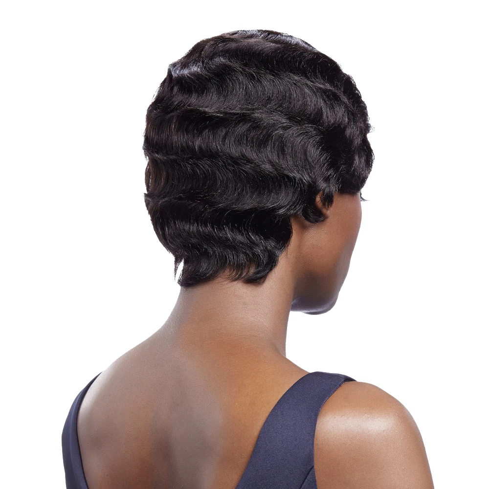 Дебютные водные волны короткие парики из человеческих волос для женщин 8 дюймов натуральный цвет машина сделал парики черные женские бразильские волосы парики подарки