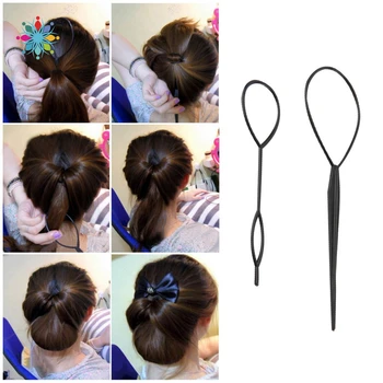 

2PCS Plastic Ponytail Creator Loop Hair Styling Tools Set Soft Topsy Pony Topsy Tail Clip Hair Braid Maker
