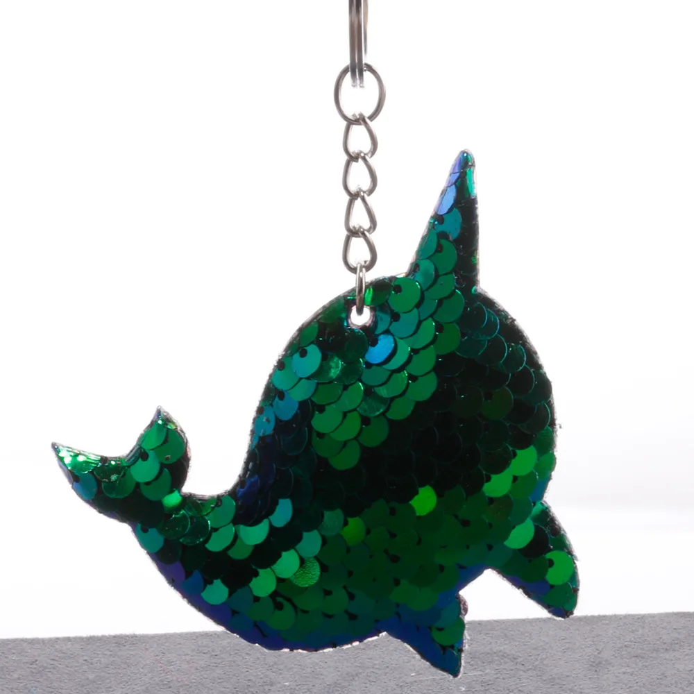 Reflective Bright Surface Dolphin Keychain Oceans Animal Sequin Keychain Bag Car Pendant Garment accessory Accessories