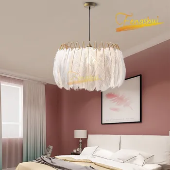 

Modern LED Feather Pendant Lamp Lighting Nordic Romantic Warm Firefly Pendant Lights Bedroom Princess Room Hotel Loft Lamps