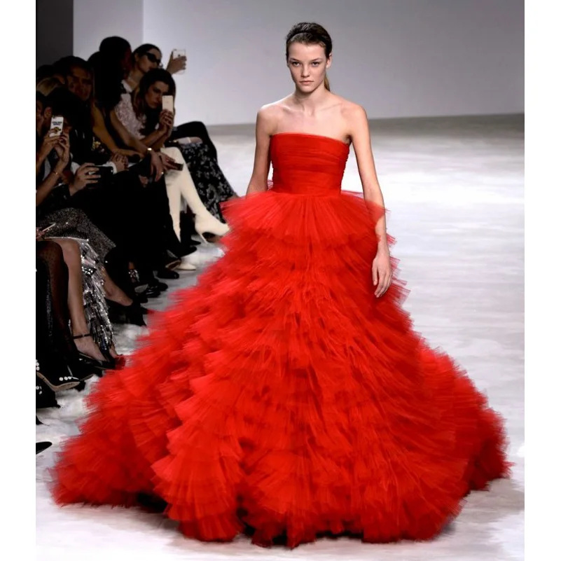 Пышное красное свадебное платье, vestido de festa longo, без рукавов, платья для вечеринок, многослойные, длиной до пола, платья для выпускного вечера, abendkleider