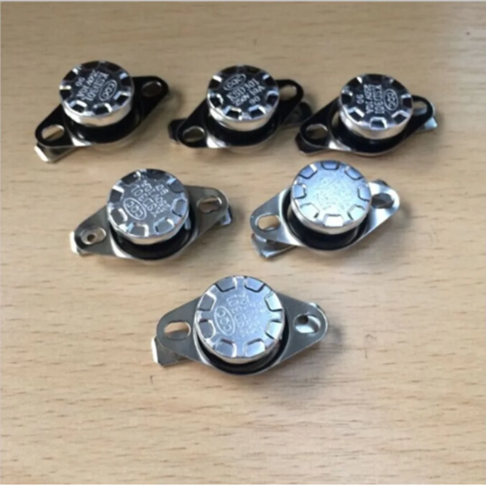 10PCS 35C-120C NO Normal Open Thermostat Temperature Thermal Switch KSD301 250V 10A