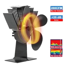 Lareira preta 4 lâminas calor alimentado fogão ventilador log queimador de madeira eco friendly silencioso casa lareira ventilador distribuição de calor eficiente