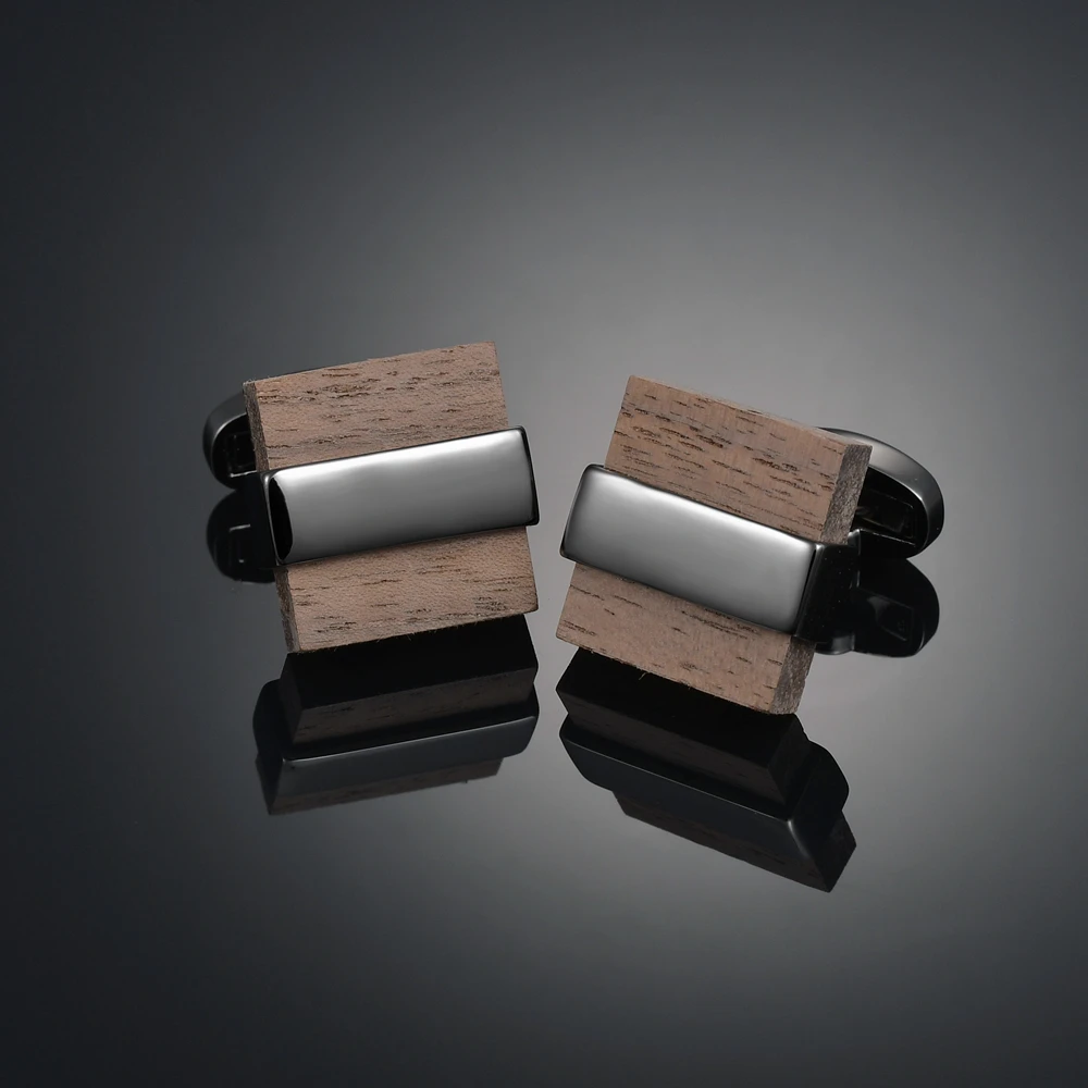Mens Cufflinks Luxury Business Cufflinks for mens Wooden/Fabric/Gems/Enamel Cuff Links gemelos para hombre camisa