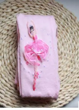 Baby girls tights new autumn winter fashion tights cartoons jewelry stockings kids children combed cotton stretch pantyhose - Цвет: Pink ballet