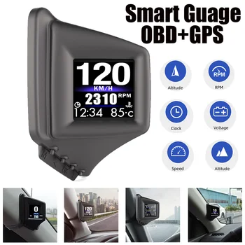 

New HUD GADGET OBD2+GPS HUD On-board Computer A-pillar trim Install RPM Turbo Pressure Oil & Water Temp GPS Speedometer