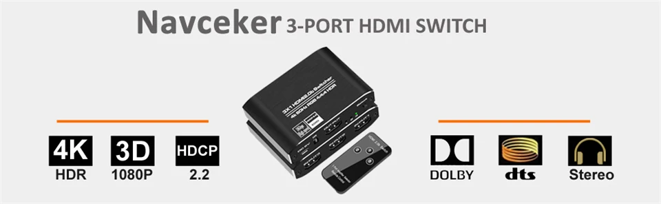 2026 Best 4K 60Hz Mini 3 Port HDMI Switch 2.0 4K Switcher HDMI Splitter 1080P HD