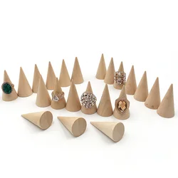 New 1 Pc Ring Organizer Wooden Cone Creative Ring Holder Jewelry Display Holder Ring Display Tools Jewelry Storage Supplies