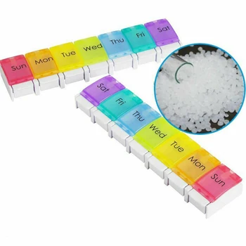 

High quality Weekly 7 Days Pill Medicine Box with Button 14 grid Plastic Medicine Box Splitters Storage Organizer Container Case
