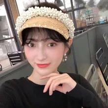 Ручная работа жемчужный Lafite трава солнцезащитная Кепка, Женская солнцезащитная Кепка, Корейская версия лица затенение кепка без верхней части утка язык