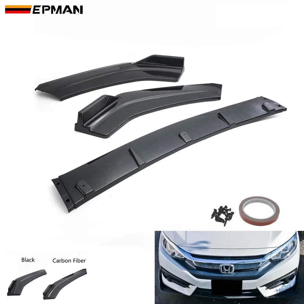 EPMAN 3 шт. авто передний бампер подбородок спойлер комплект кузова для Honda Civic Sedan 16 18
