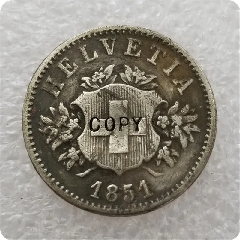 1851 BB Швейцария биллон 20 Рублевая Монета КОПИЯ юбилейных монет копия монеты