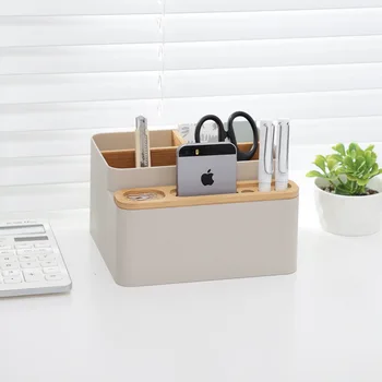 

Desk Stationery Storage Box Detachable Desktop Multi-purpose Storage Box Pen Holder Wood Pen Box For Home Office Storage Boxes