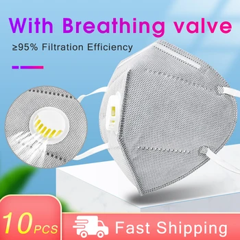 

10pcs Pm2.5 Mask Mascherina Dustproof Anti-fog And Breathable Face Mask 95% Filtration Anti smog Face Mask
