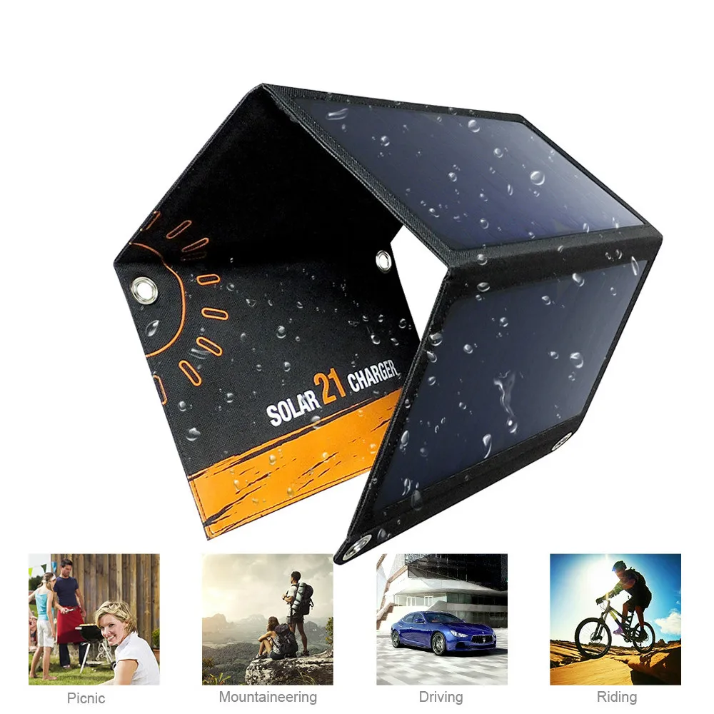 SUNYIMA 21W Portable Foldable Solar Charger Power Sun Power Panel Charge with 2 USB Port Charging Board