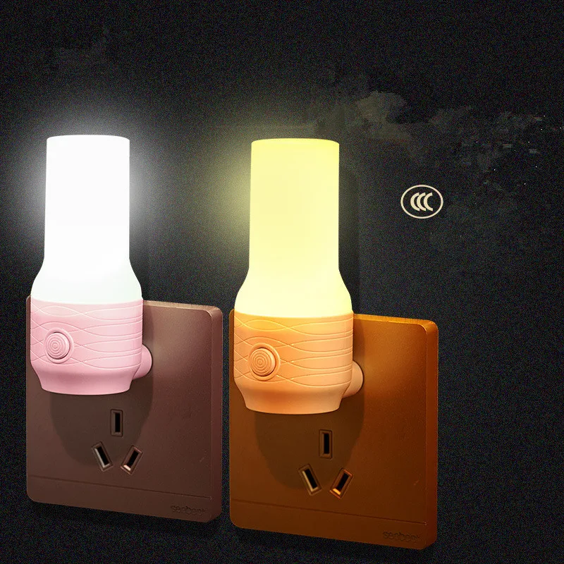 

Creative plug-in switch double file dimming warm light LED energy saving night light corridor bedroom Children's night light