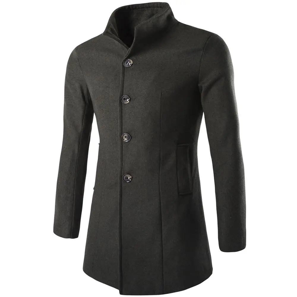 Army Green Шерстяное пальто, утонченное повседневное, пять цветов, длинное, тепловое, MOOWNUC, однотонное, мужское, одежда, пальто, зима-осень, модное, деловое, MWC - Цвет: Army Green