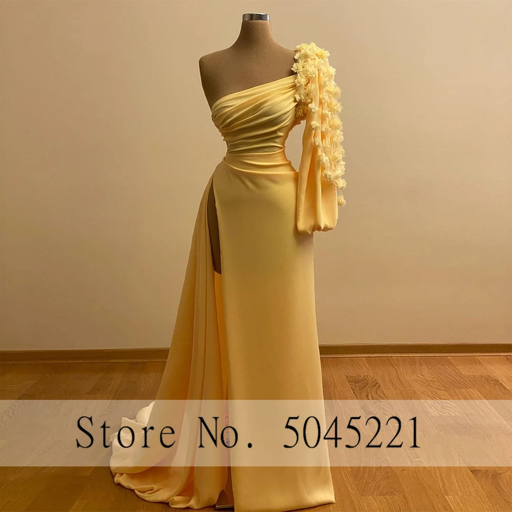 2020-Charming-Party-Dress-Long-Sleeves-One-Shoulder-3D-Flowers-High-Side-Split-Dresses_副本