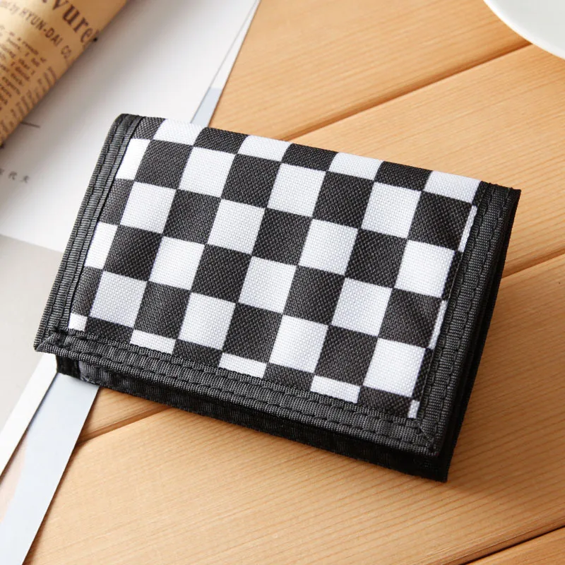 De moda de hombre bolsos de lona de cartera soporte de tarjetas de identidad cortos para hombre carteras doblar dinero bolsas de cremallera cambio monedero bolsillo Notecase