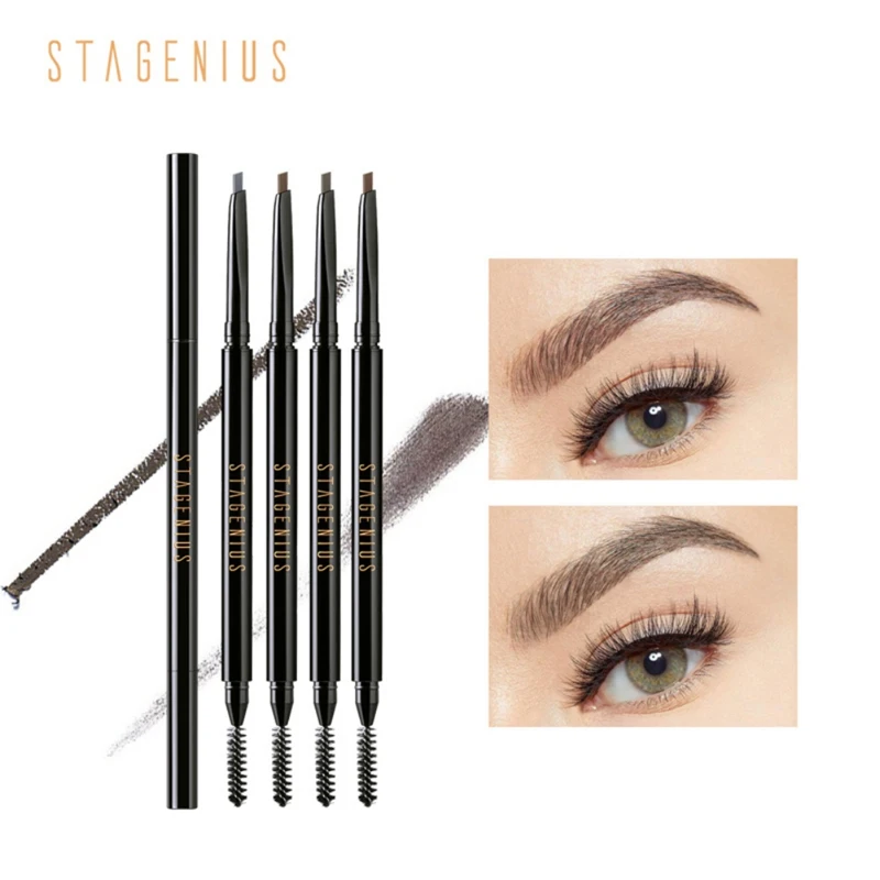 

Double-Headed Eyebrow Pencil Makeup Tint Natural Waterproof Rotating Automatic Eyebrow Pencil With Brush Beauty Tools Cosmetics