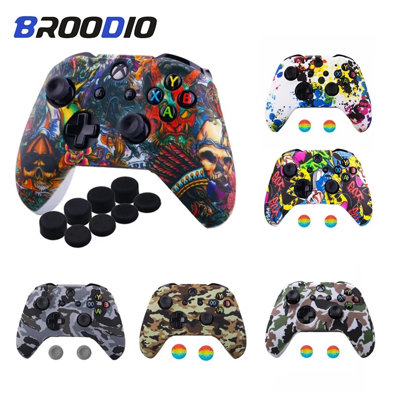 Protective-Skin-Case Protector Cover Xbox One-X-S-Controller Silicone Anti-Slip for Water-Transfer-Printing